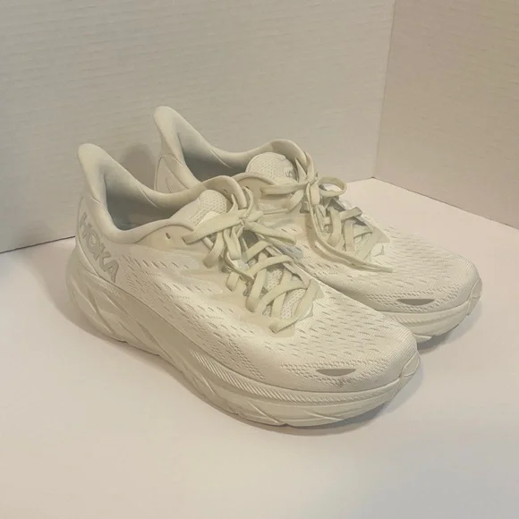 HOKA Clifton 8 Women’s 10B White Athletic Running Walking Laced Shoes - Picture 1 of 8